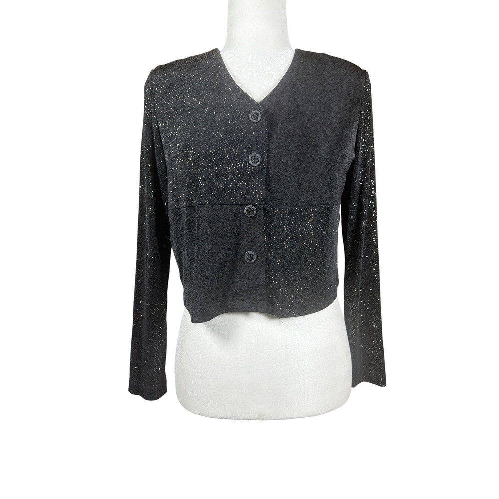 Sheri Martin Jacket Womens 8P 78966 Black Metallic Flecked Button-Down